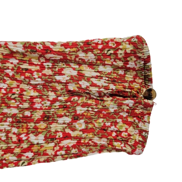 Sonoma Red Floral Print Crinkled Tiered Maxi Dress Size Large Boho Praire READ - Picture 7 of 14